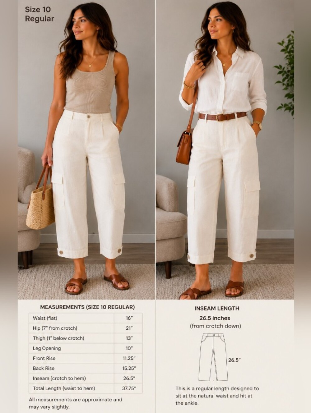 a new day Cream Cargo Ankle Pants